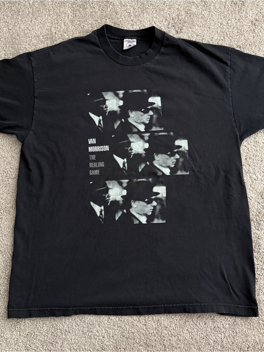 Vintage 90s Van Morrison The Healing Game Band T Shirt Black XL 23” x 29”
